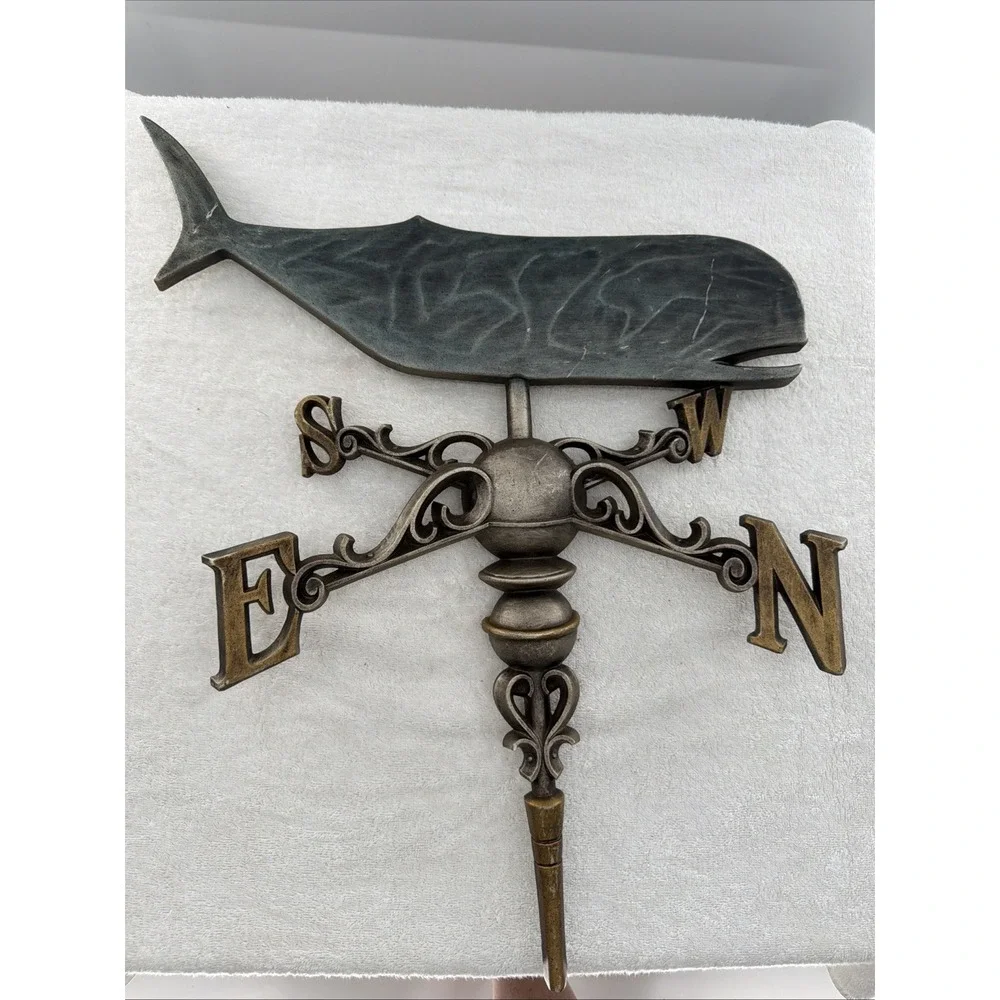 Vtg 1964 Syroco Whale Weather Vane 3D Wall Art !! Silver & Gold HTF !!